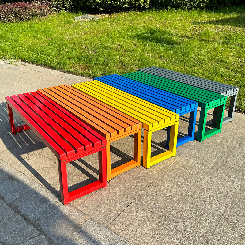 Outdoor Furniture Metal Chairs - Internet celebrity White bench with backrest