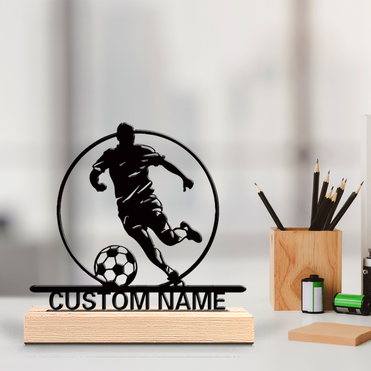 Custom Soccer Player Metal Sta - Outdoor Furniture Wood recension och pris